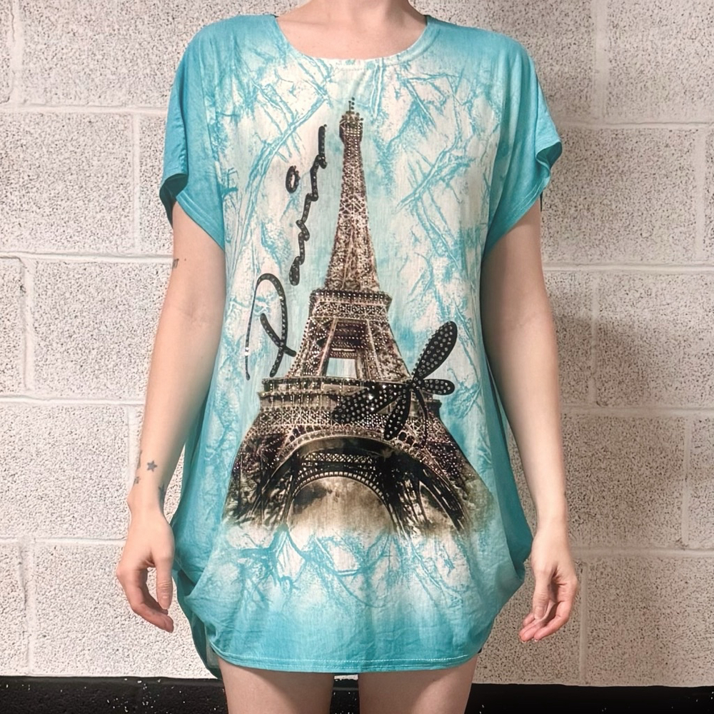 Bedazzled Slinky Paris Tunic Size M/L